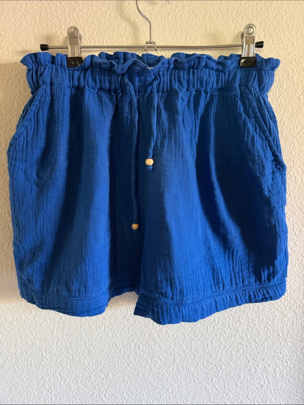 Mango Women’s Lightweight Drawstring Elastic Waist Blue Shorts
